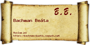 Bachman Beáta névjegykártya